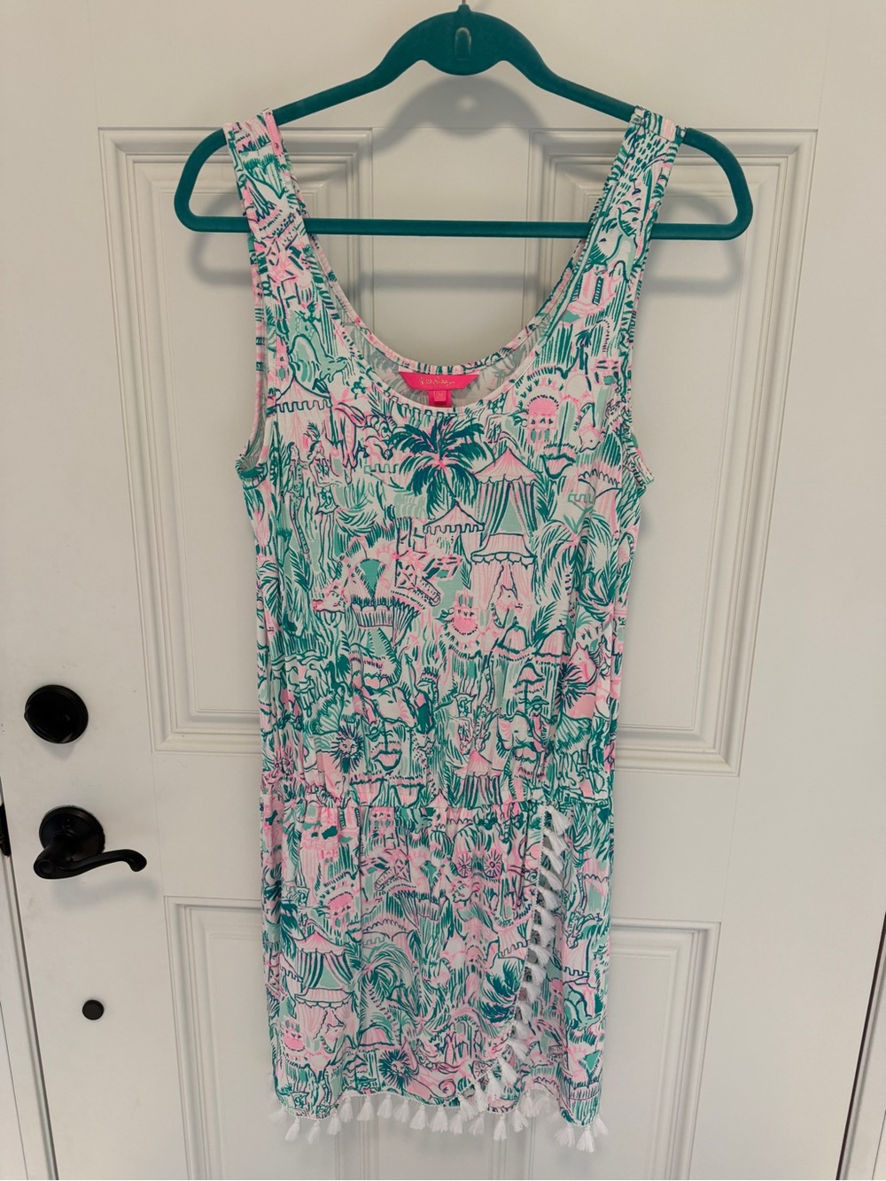 Lilly Pulitzer Pink and Teal Tropical Print One-Piece Dress